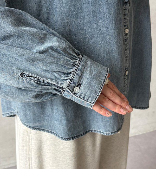  「ライトデニムフリルブラウス」|シャツ・ブラウス|