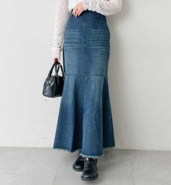 「デニム切替マーメイドスカート」|スカート|