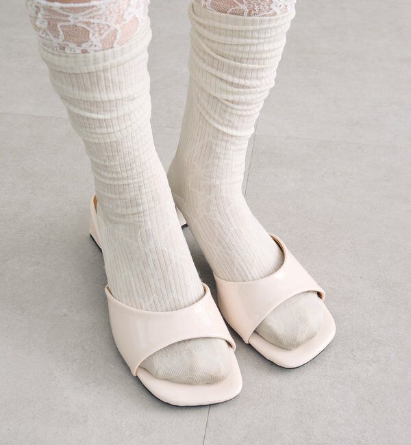  「スクエアトゥヒールサンダル」|サンダル|