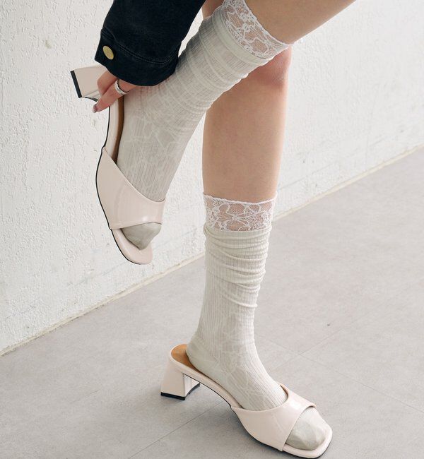  「スクエアトゥヒールサンダル」|サンダル|