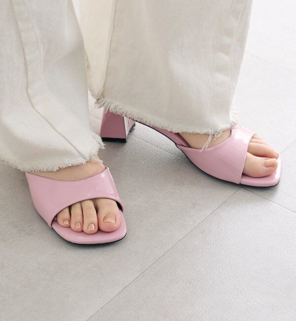  「スクエアトゥヒールサンダル」|サンダル|