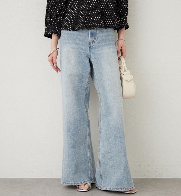 「ボタンスリットフレアデニム」|デニム|