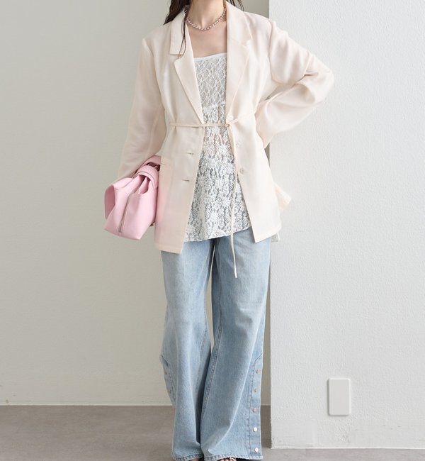  「ボタンスリットフレアデニム」|デニム|