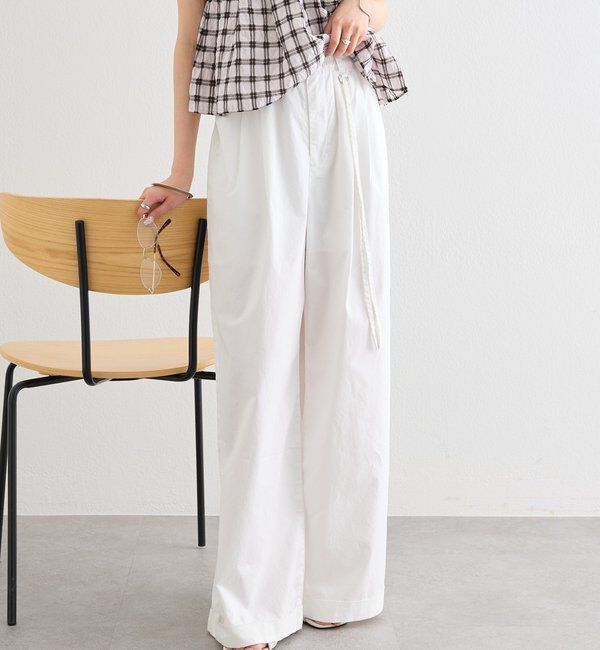  「ワイドベルトタックパンツ」|チノ|