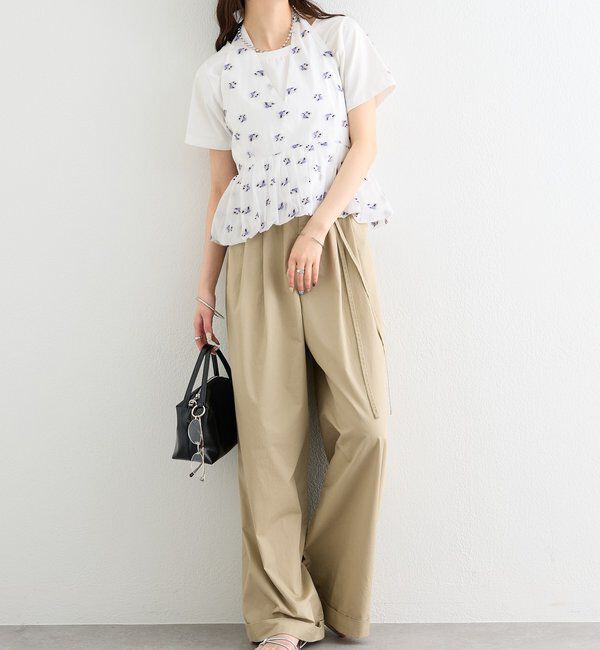  「ワイドベルトタックパンツ」|チノ|
