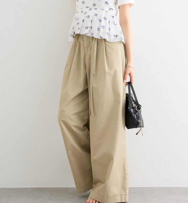  「ワイドベルトタックパンツ」|チノ|