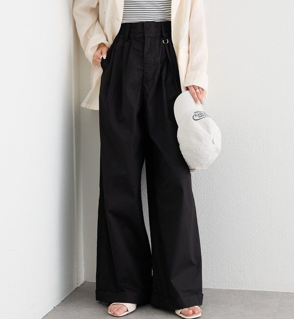  「ワイドベルトタックパンツ」|チノ|