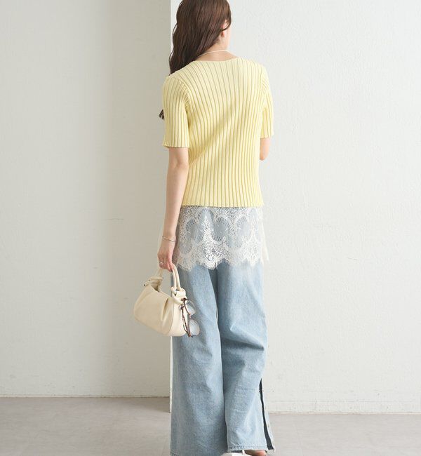  「ラウンドスリット半袖カーディガン」|カーディガン|