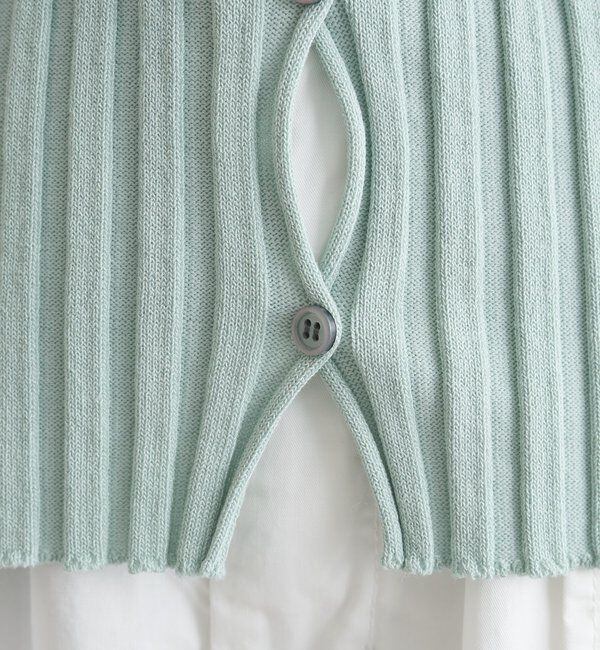  「ラウンドスリット半袖カーディガン」|カーディガン|