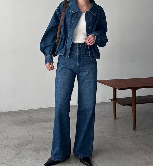  「【低身長サイズあり/セットアップ対応】スリットポケットストレートデニム」|デニム|