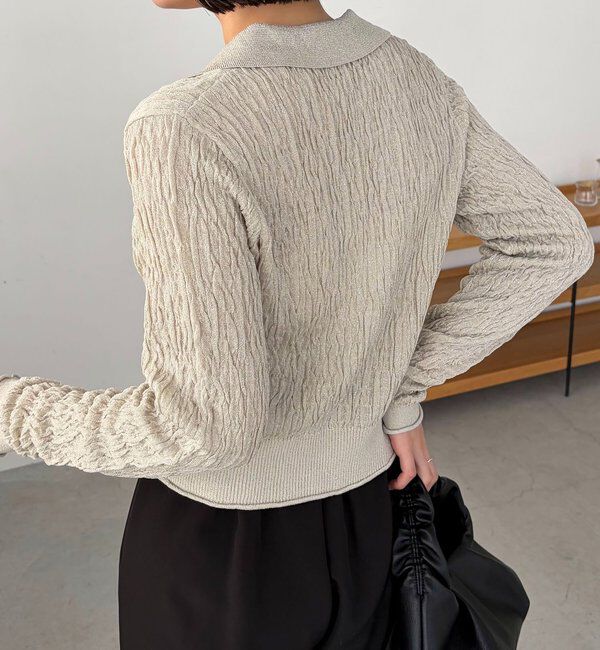  「変形シャーリングポロカーディガン」|カーディガン|