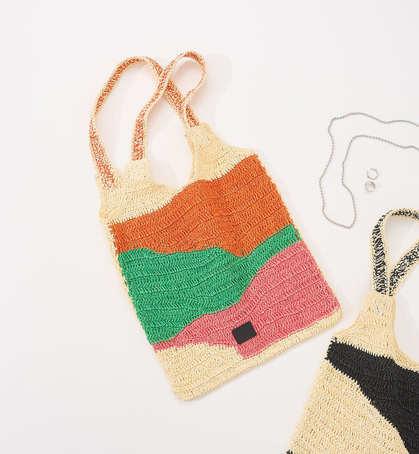 collex「【Swaraj /スワラージ】手編み ゼブラ ラフィアトートバッグ」|トートバッグ|