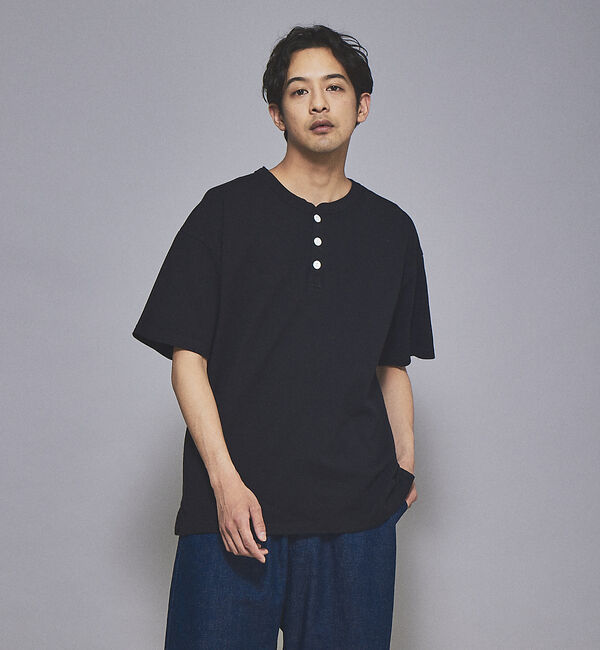 ABAHOUSE「【グッドウェア】USAコットン ヘンリーネック ショートスリーブ Tシャツ」|Tシャツ・カットソー|