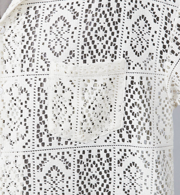 ABAHOUSE「【Revo.】透かし編みニットオープンカラー半端袖シャツ」|シャツ・ブラウス|