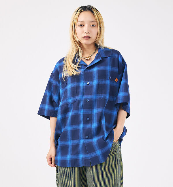ABAHOUSE「【UNIVERSALOVERALL / ユニバーサルオーバーオール】OPEN C」|シャツ・ブラウス|ブルー系その他1