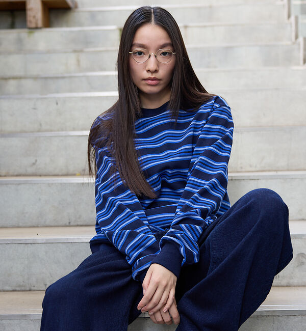 ABAHOUSE「BARBARIAN 12ozHEAVY WEIGHTスウェット/ボーダー/ユニセ」|Tシャツ・カットソー|ネイビー