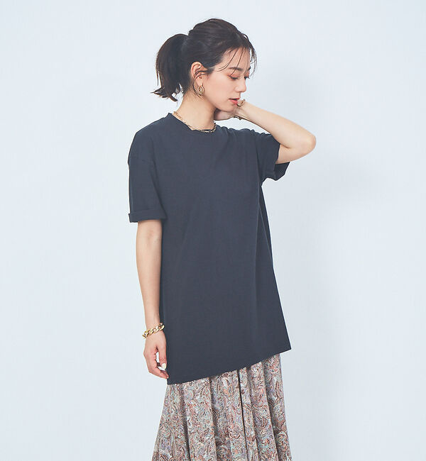 Rouge vif「ピースダイコットンチュニックTシャツ」|Tシャツ・カットソー|ブラック