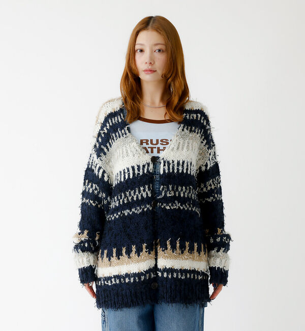 Rouge vif「【JOHNBULL/ジョンブル】ファンシーカーディガン/ニット/カーディガン/フ」|ニット・セーター|