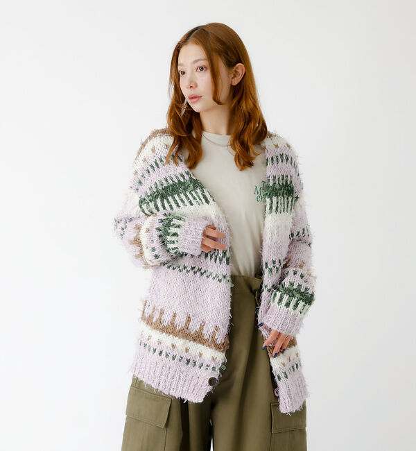 Rouge vif「【JOHNBULL/ジョンブル】ファンシーカーディガン/ニット/カーディガン/フ」|ニット・セーター|