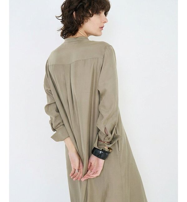 qualite「【接触冷感】フィブリルシャツワンピース」|ワンピース|ベージュ