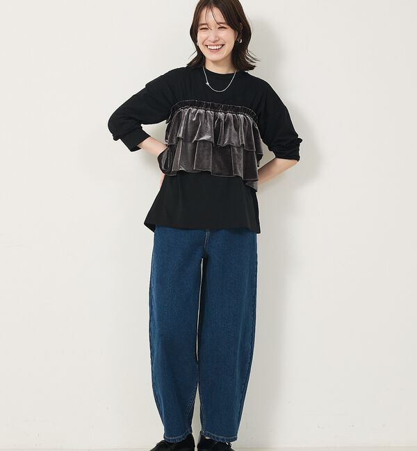 abahouse mavie「【WEB Domani掲載】ベロアビスチェ付ロンT」|Tシャツ・カットソー|