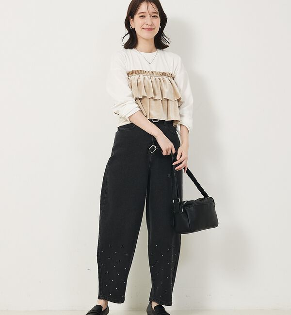 abahouse mavie「【WEB Domani掲載】ベロアビスチェ付ロンT」|Tシャツ・カットソー|