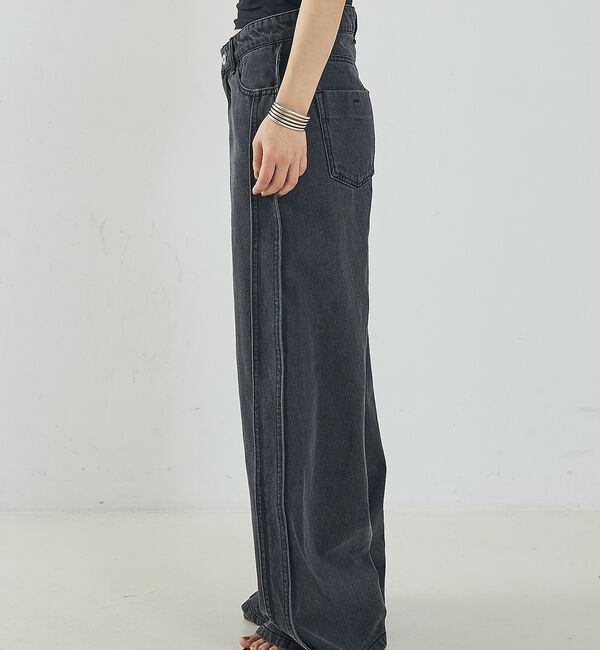 NOMINE「サイドライン ワイド デニムパンツ」|デニム|