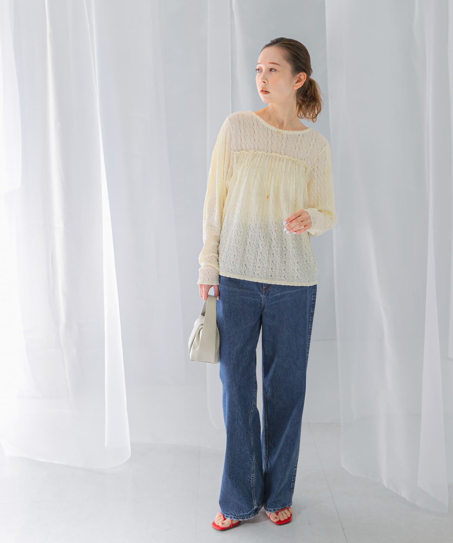 URBAN RESEARCH ROSSO「ストレッチレースプルオーバー」|Tシャツ・カットソー|