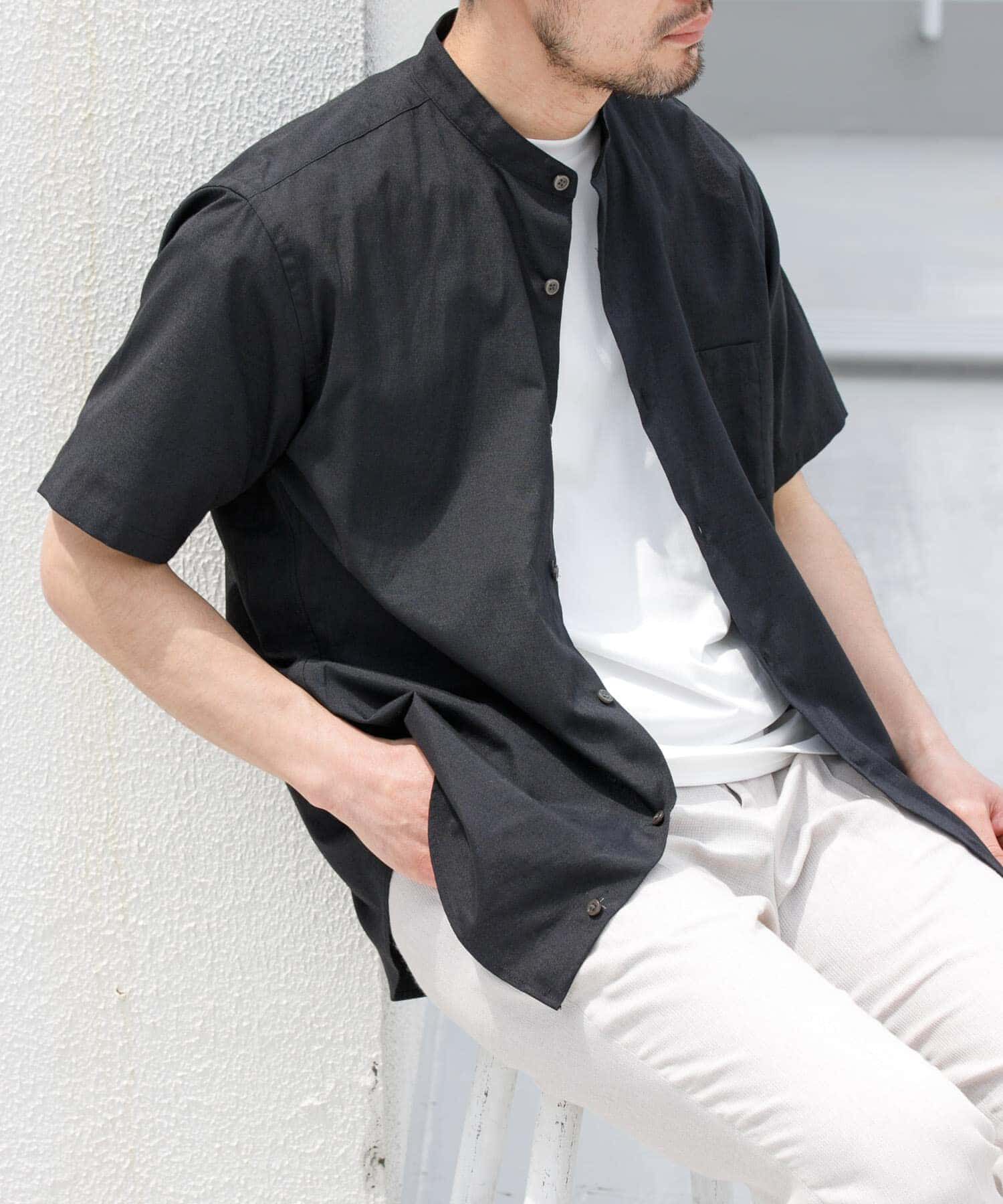 URBAN RESEARCH ROSSO「『防シワ』『XLサイズあり』ハイパフォーマンスリネンバンド半袖シャツ」|シャツ・ブラウス|