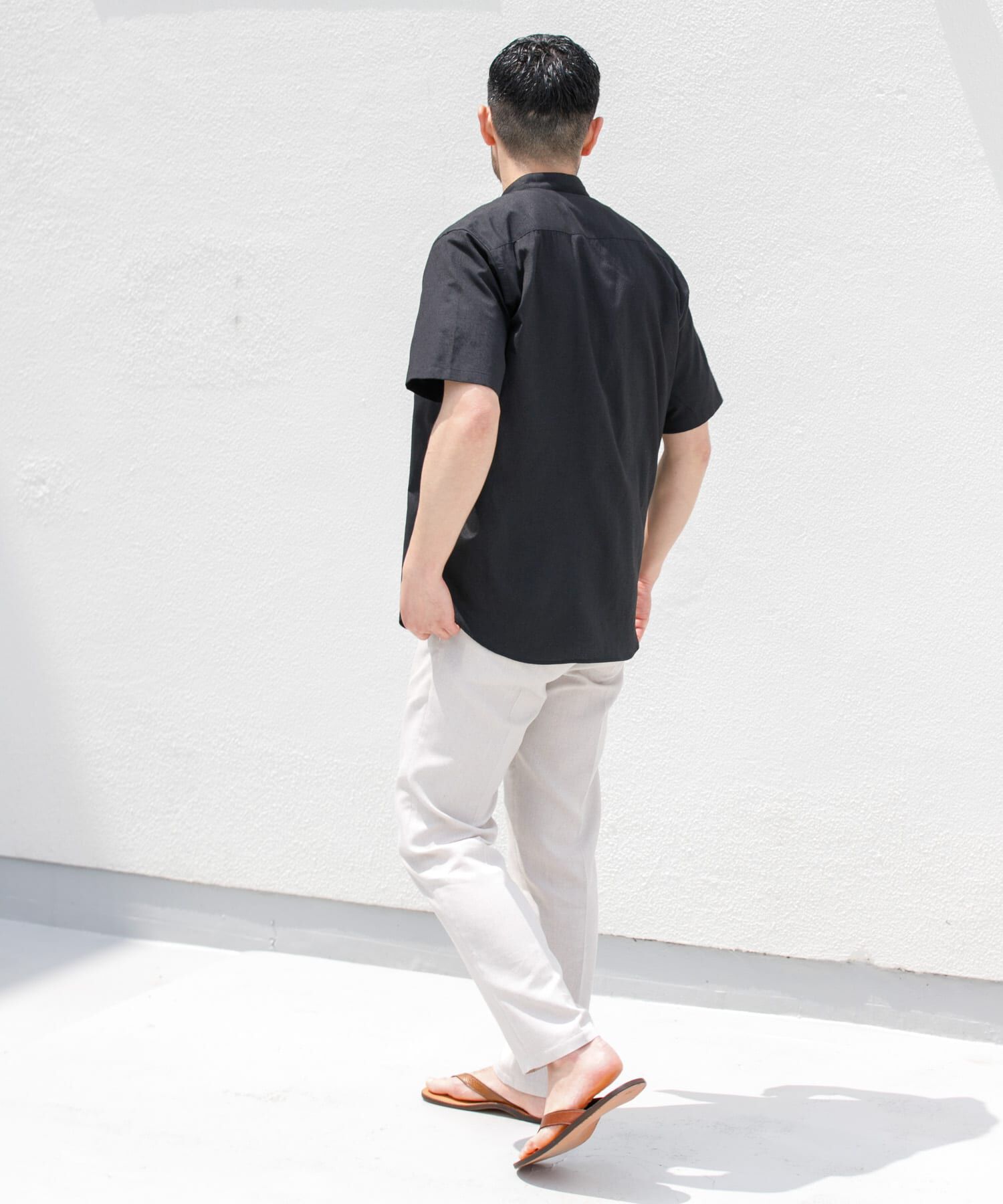 URBAN RESEARCH ROSSO「『防シワ』『XLサイズあり』ハイパフォーマンスリネンバンド半袖シャツ」|シャツ・ブラウス|