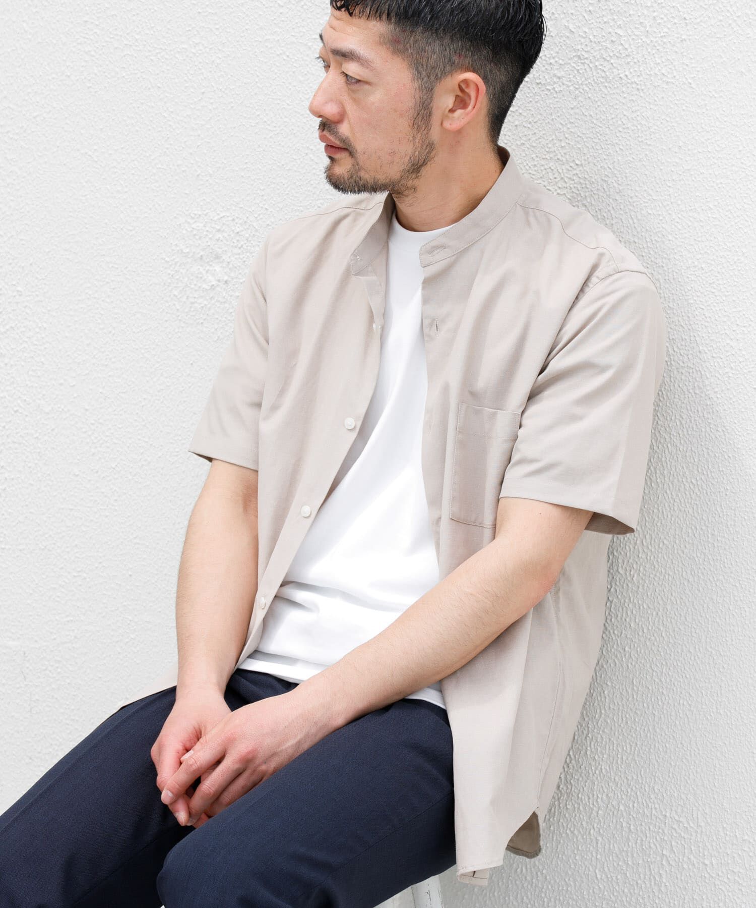 URBAN RESEARCH ROSSO「『防シワ』『XLサイズあり』ハイパフォーマンスリネンバンド半袖シャツ」|シャツ・ブラウス|