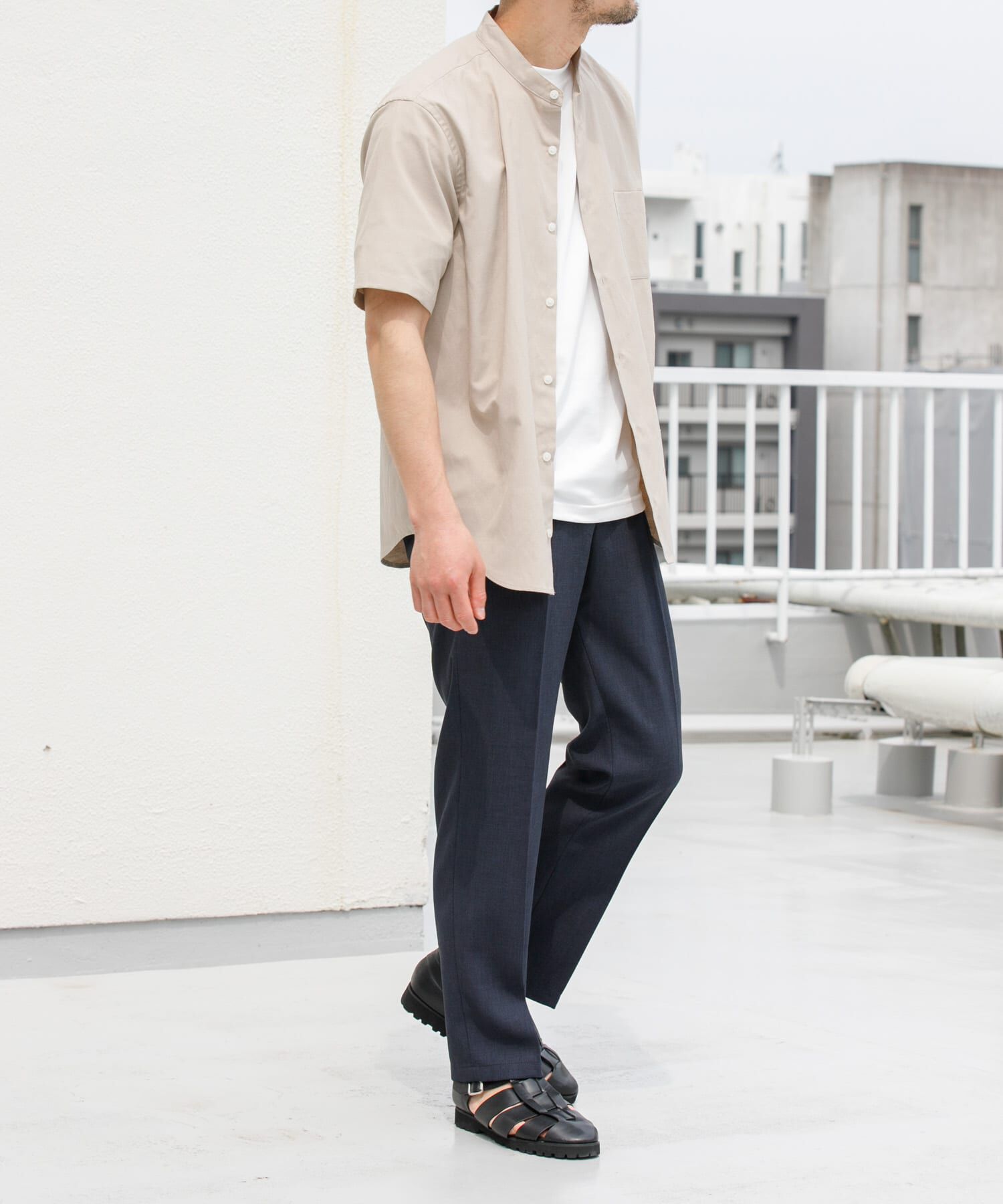 URBAN RESEARCH ROSSO「『防シワ』『XLサイズあり』ハイパフォーマンスリネンバンド半袖シャツ」|シャツ・ブラウス|