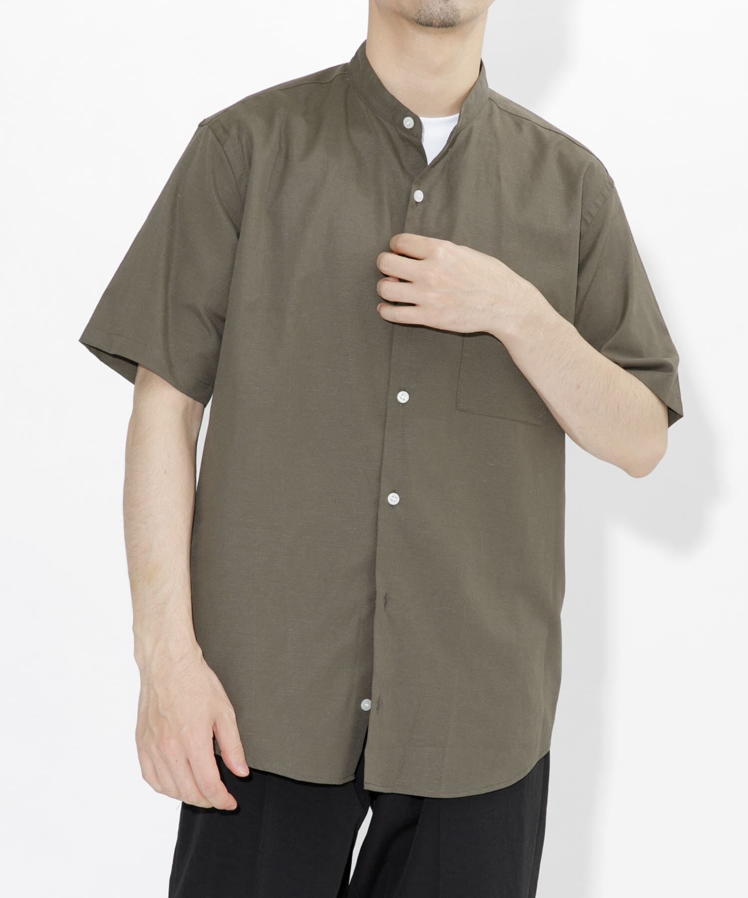 URBAN RESEARCH ROSSO「『防シワ』『XLサイズあり』ハイパフォーマンスリネンバンド半袖シャツ」|シャツ・ブラウス|