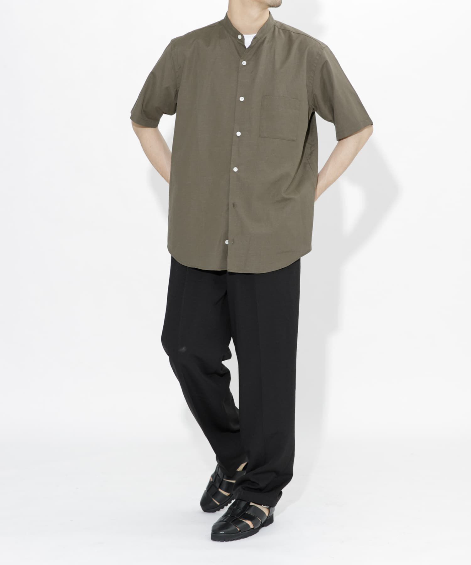 URBAN RESEARCH ROSSO「『防シワ』『XLサイズあり』ハイパフォーマンスリネンバンド半袖シャツ」|シャツ・ブラウス|