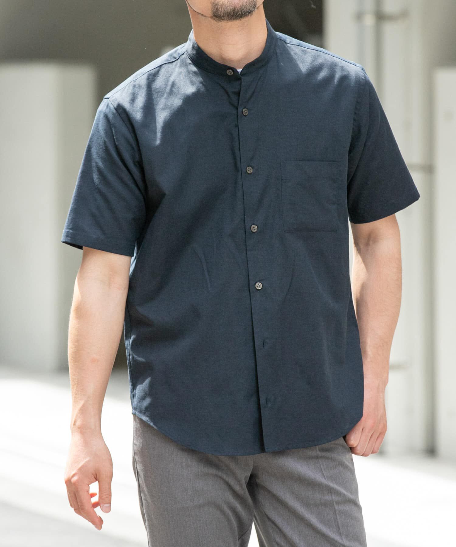 URBAN RESEARCH ROSSO「『防シワ』『XLサイズあり』ハイパフォーマンスリネンバンド半袖シャツ」|シャツ・ブラウス|