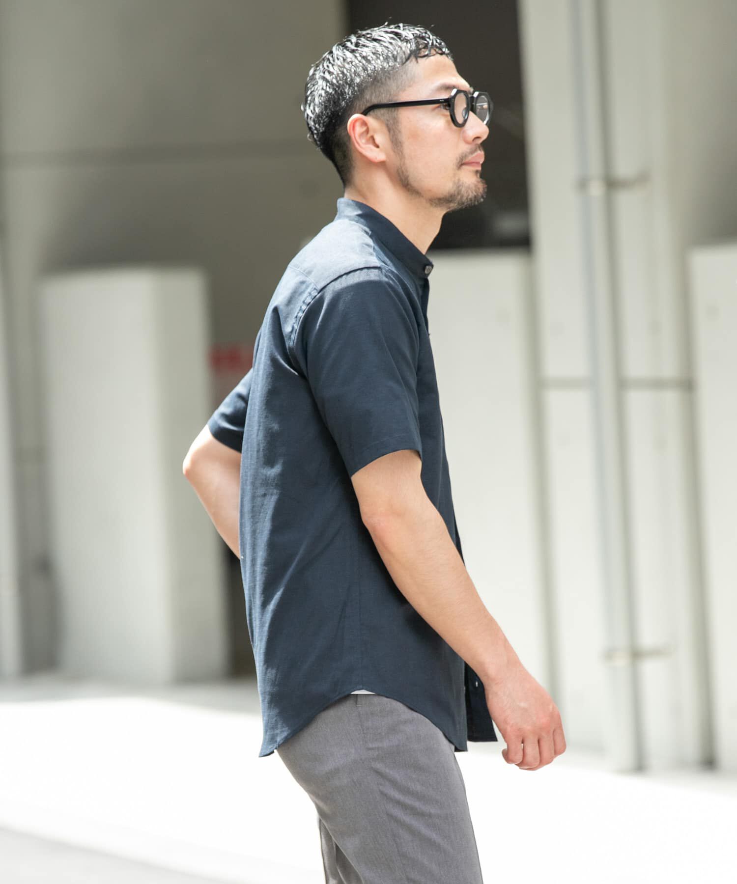 URBAN RESEARCH ROSSO「『防シワ』『XLサイズあり』ハイパフォーマンスリネンバンド半袖シャツ」|シャツ・ブラウス|