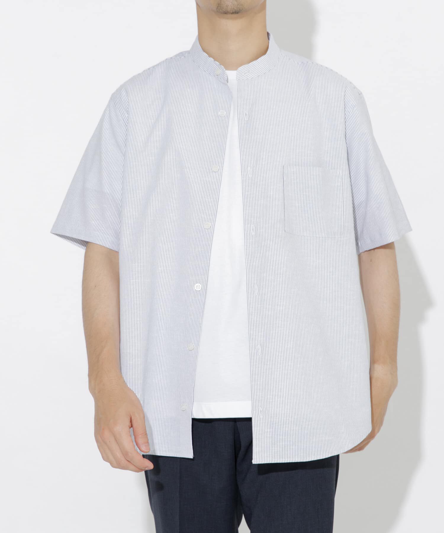 URBAN RESEARCH ROSSO「『防シワ』『XLサイズあり』ハイパフォーマンスリネンバンド半袖シャツ」|シャツ・ブラウス|