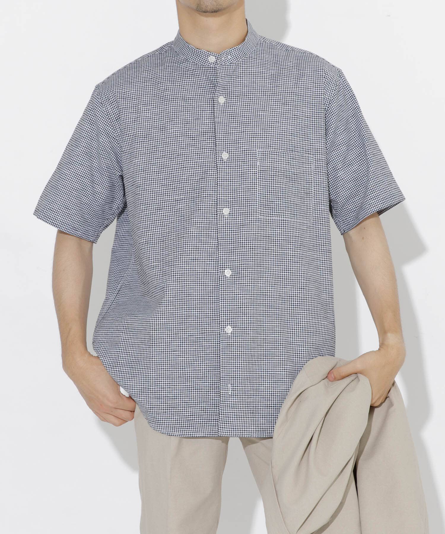 URBAN RESEARCH ROSSO「『防シワ』『XLサイズあり』ハイパフォーマンスリネンバンド半袖シャツ」|シャツ・ブラウス|