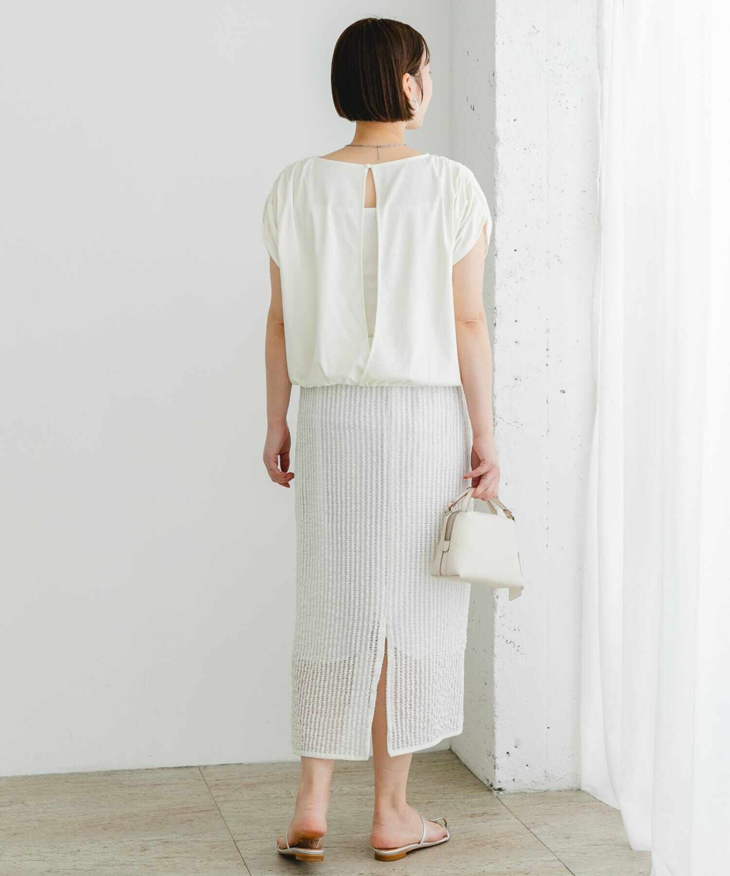 URBAN RESEARCH ROSSO「『UR TECH』F by ROSSO　UVCUTバックオープンクロップドTシャツ」|Tシャツ・カットソー|