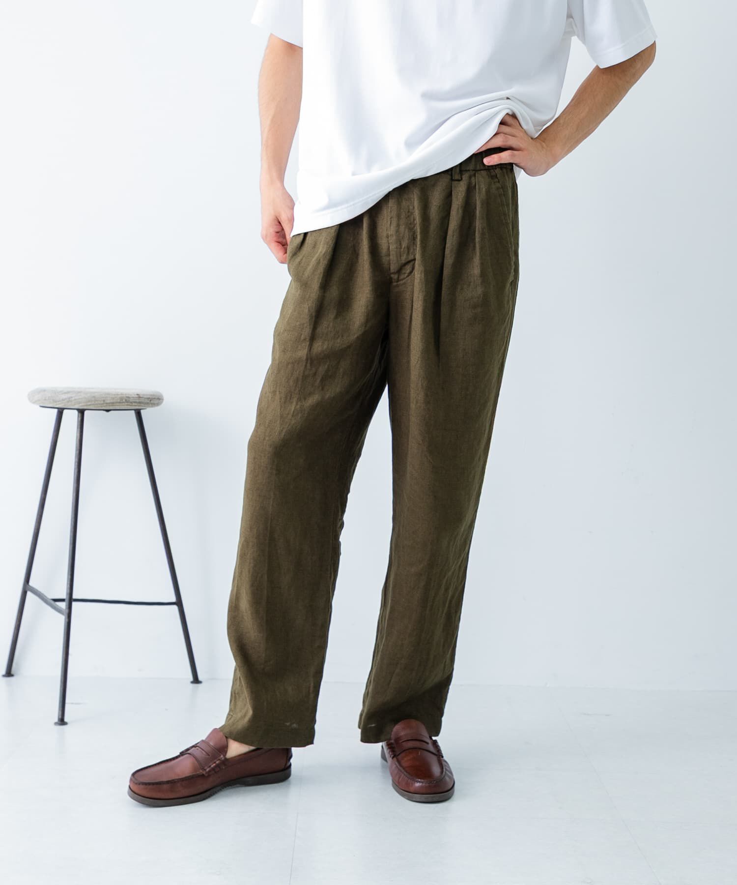 URBAN RESEARCH「LINEN TUCK PANTS」|その他|カーキ