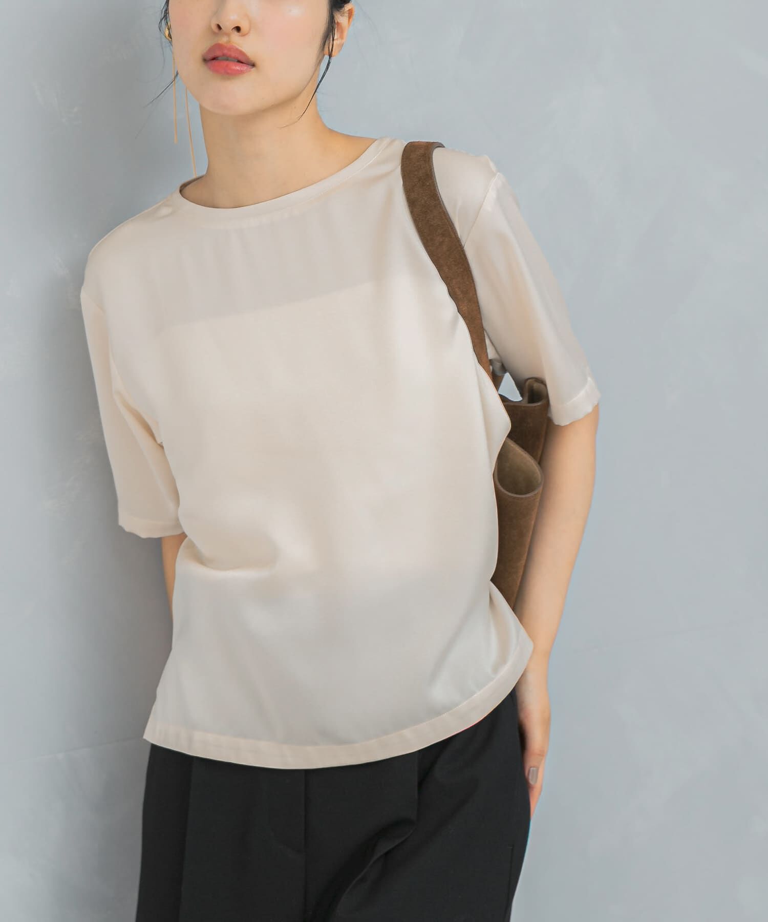 URBAN RESEARCH ROSSO「UVカットサテンブラウス」|Tシャツ・カットソー|ホワイト系その他