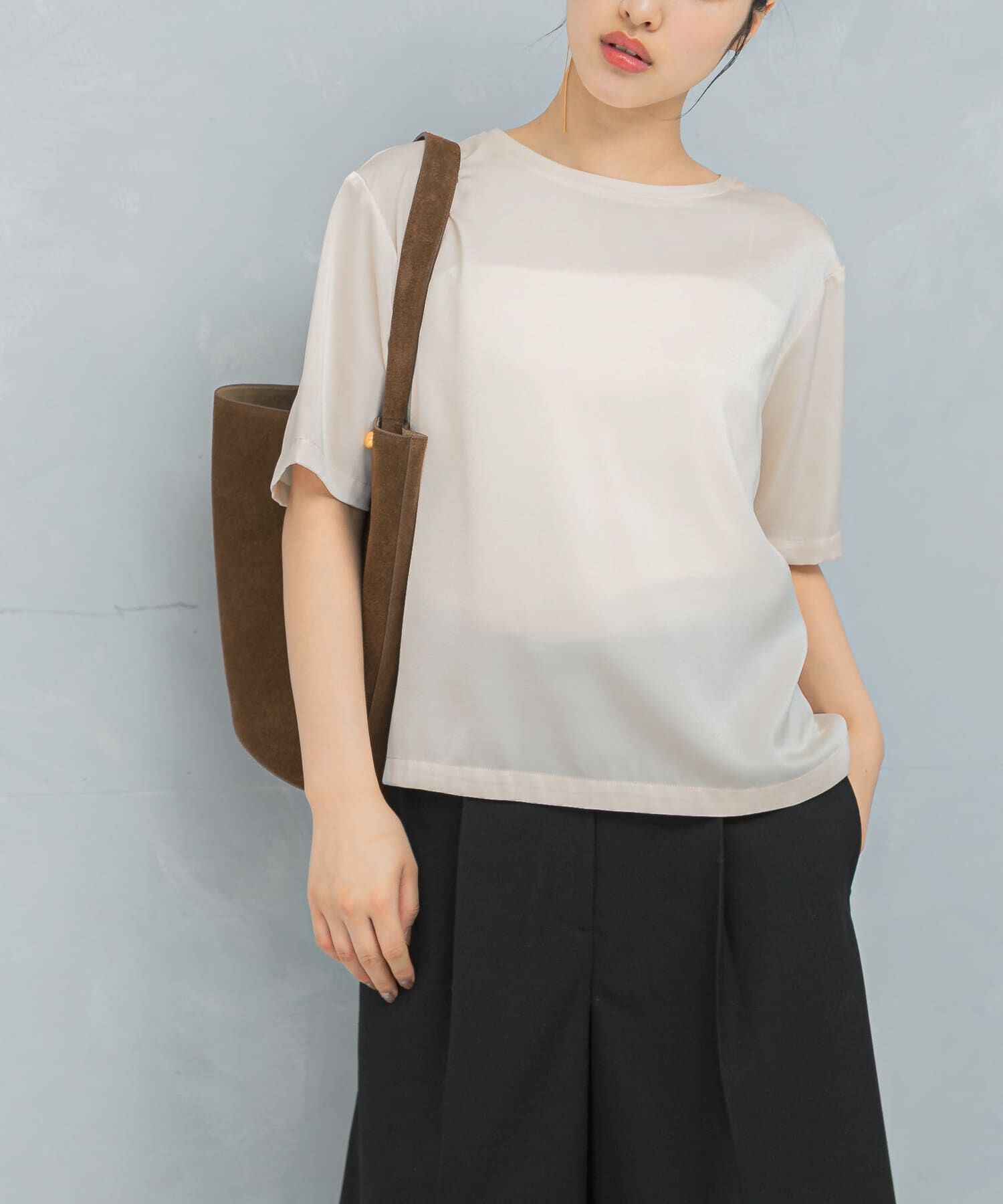 URBAN RESEARCH ROSSO「UVカットサテンブラウス」|Tシャツ・カットソー|