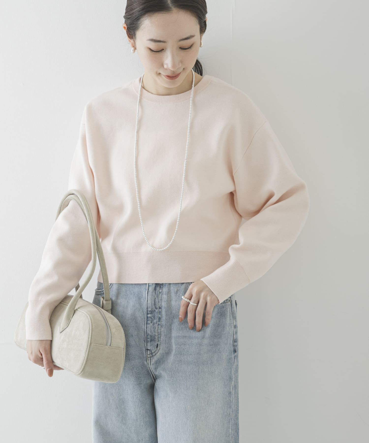 URBAN RESEARCH「ダブルフェイスクルーネックニット」|ニット・セーター|ピンク