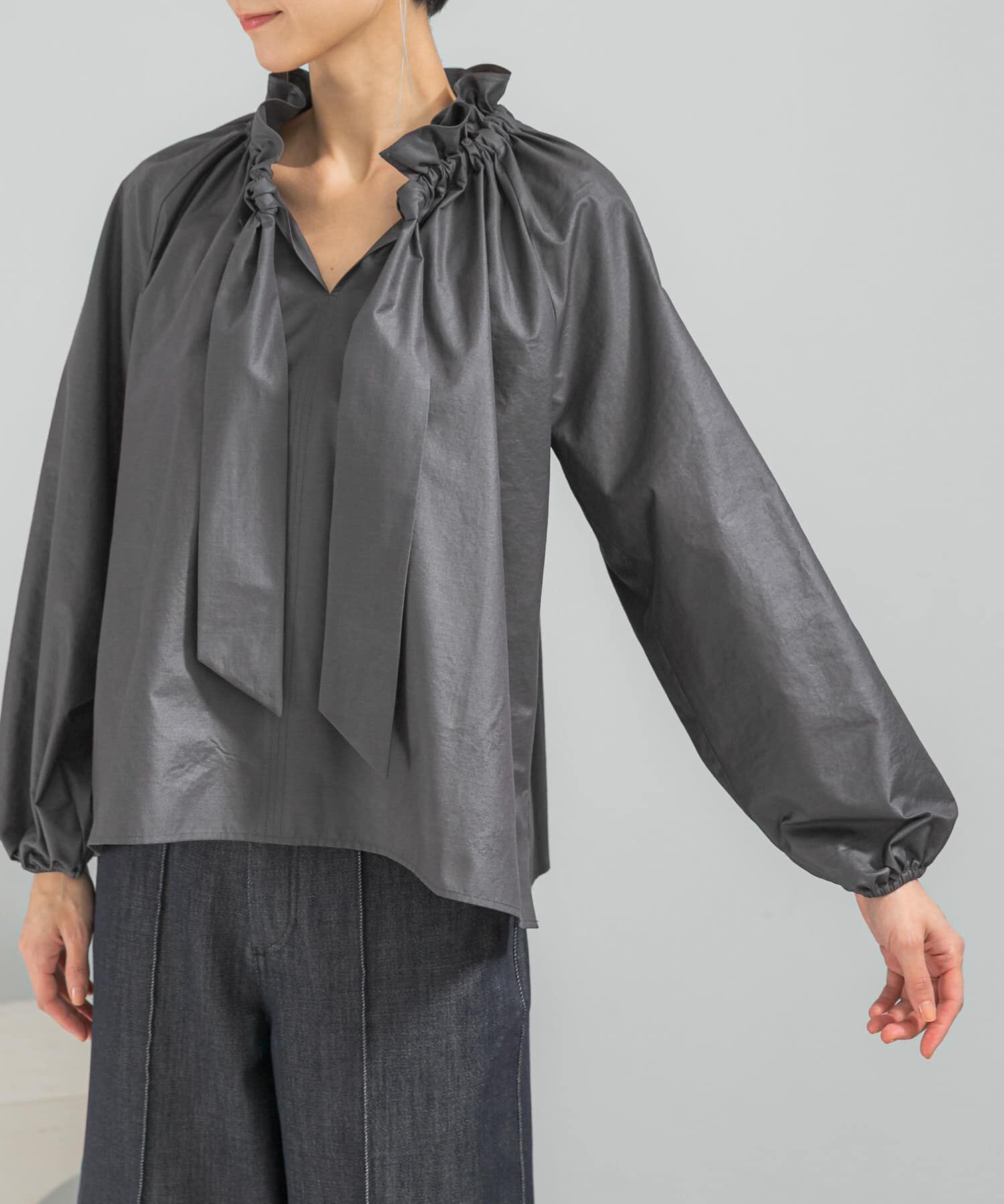 URBAN RESEARCH ROSSO「フリルネックシャツブラウス」|シャツ・ブラウス|