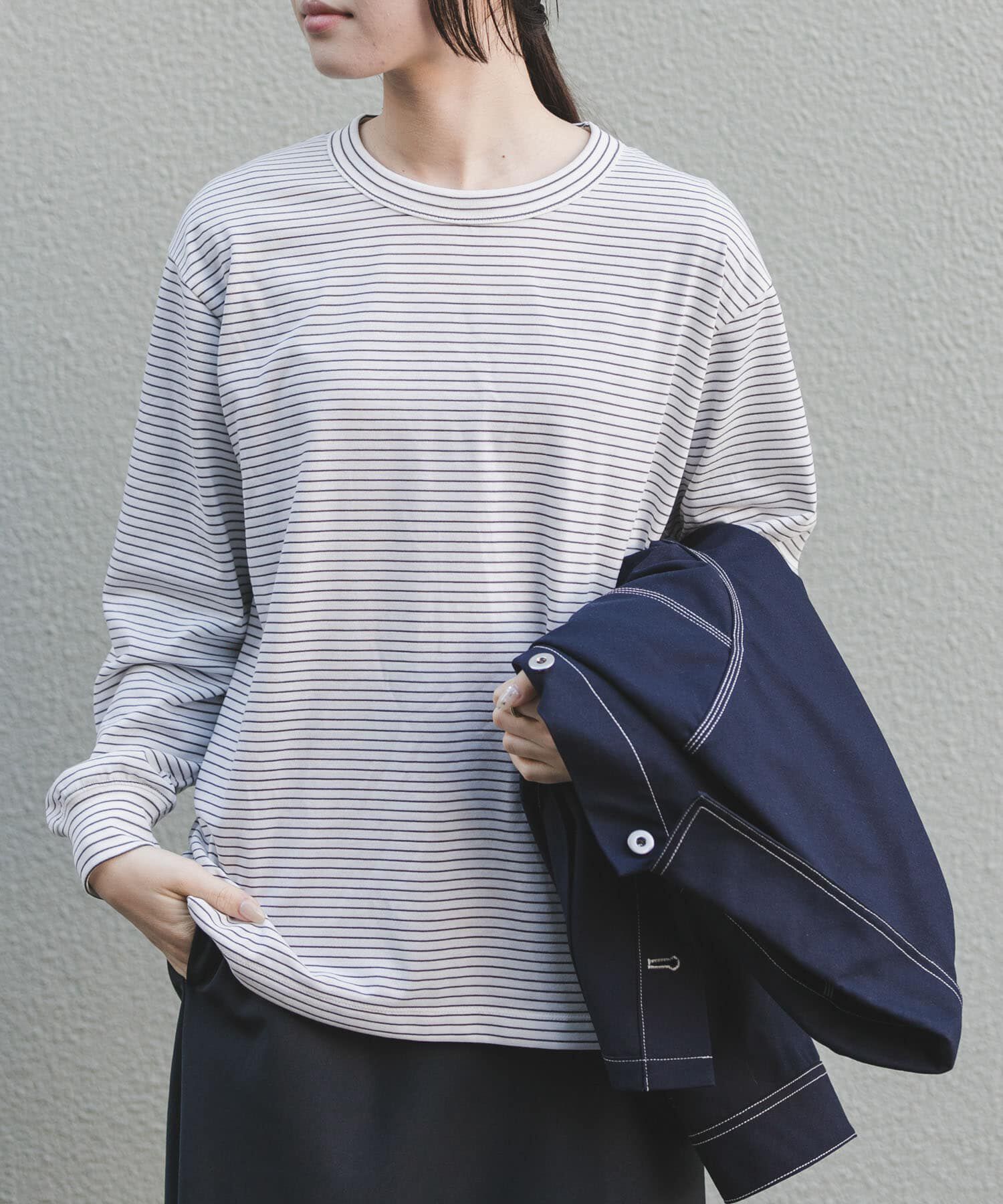 URBAN RESEARCH DOORS「FORK&SPOON　CAVEボーダーロングスリーブTシャツ」|Tシャツ・カットソー|