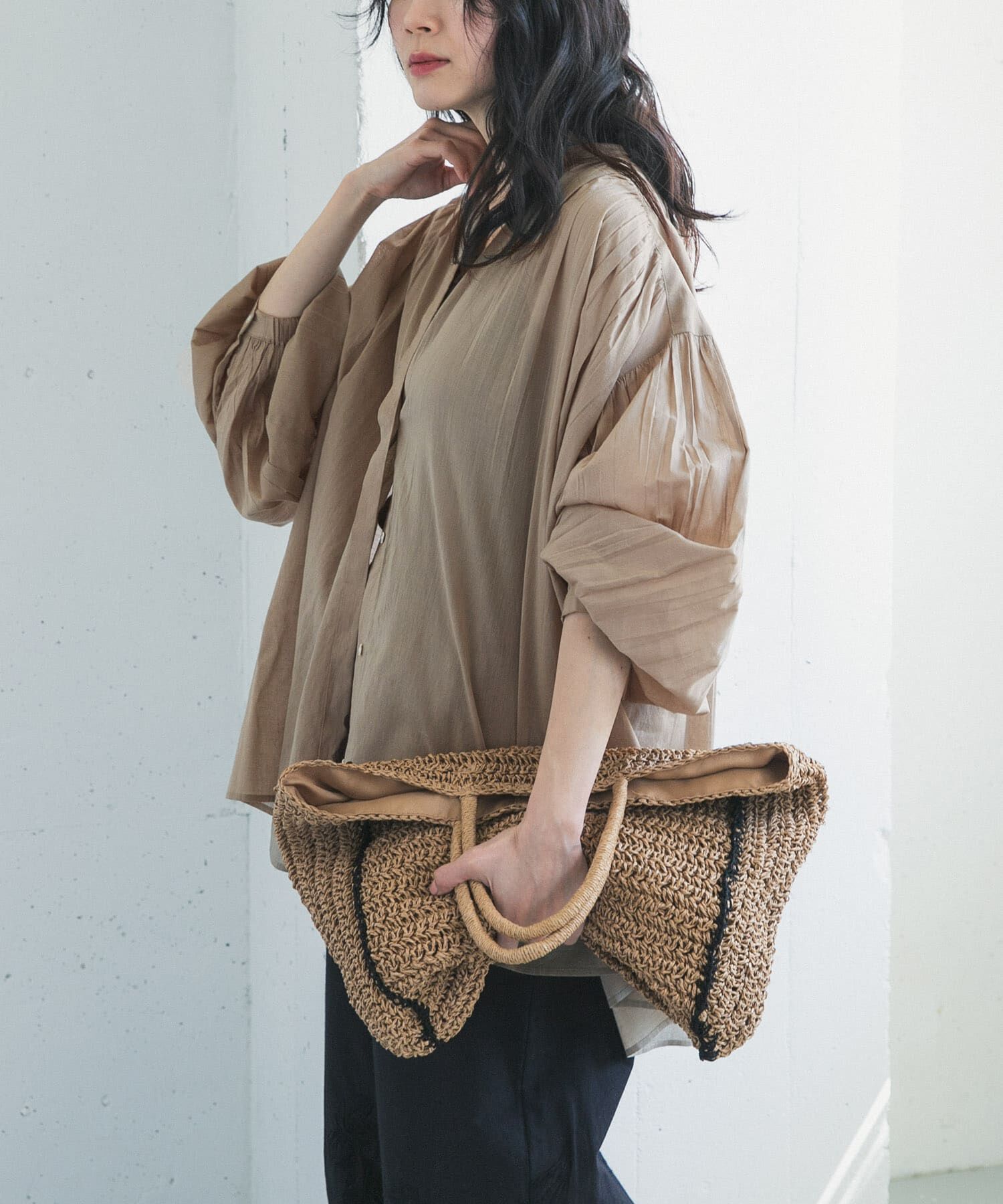 URBAN RESEARCH DOORS「コットンボイルギャザーブラウス」|シャツ・ブラウス|