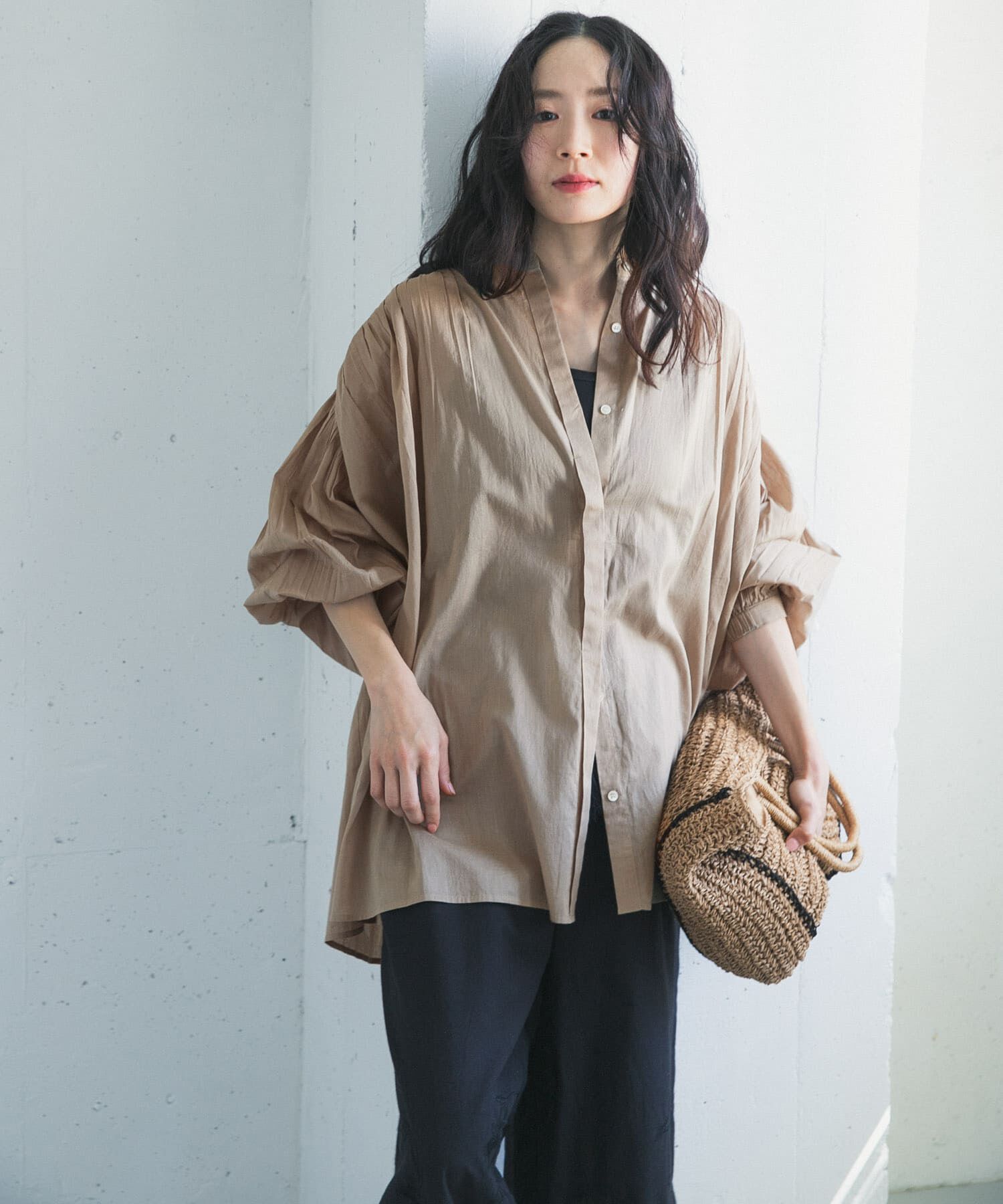 URBAN RESEARCH DOORS「コットンボイルギャザーブラウス」|シャツ・ブラウス|