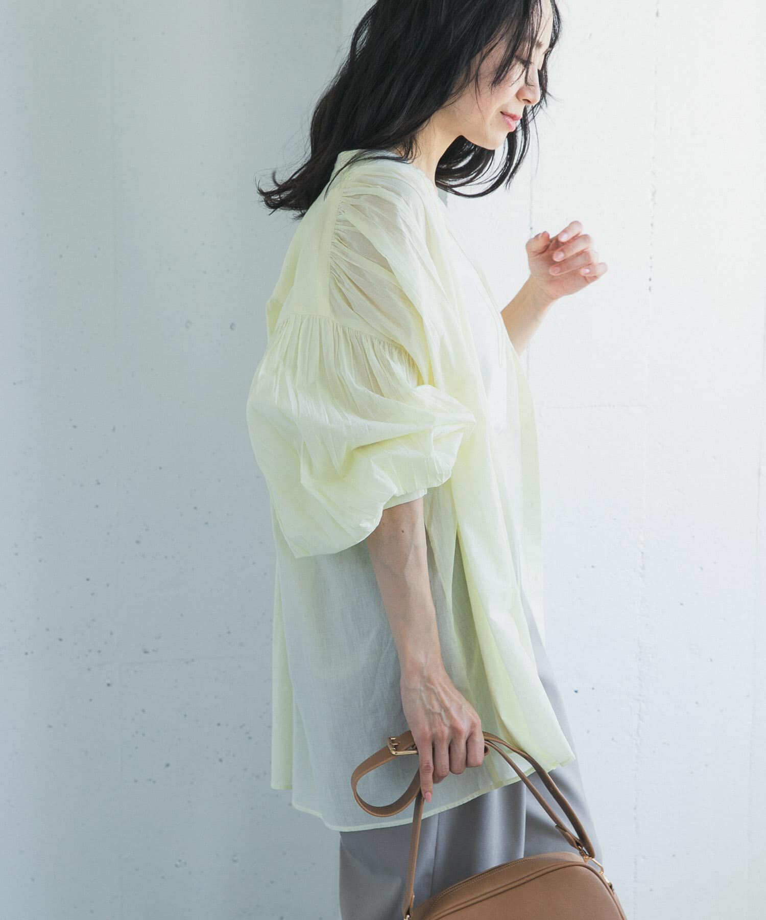 URBAN RESEARCH DOORS「コットンボイルギャザーブラウス」|シャツ・ブラウス|