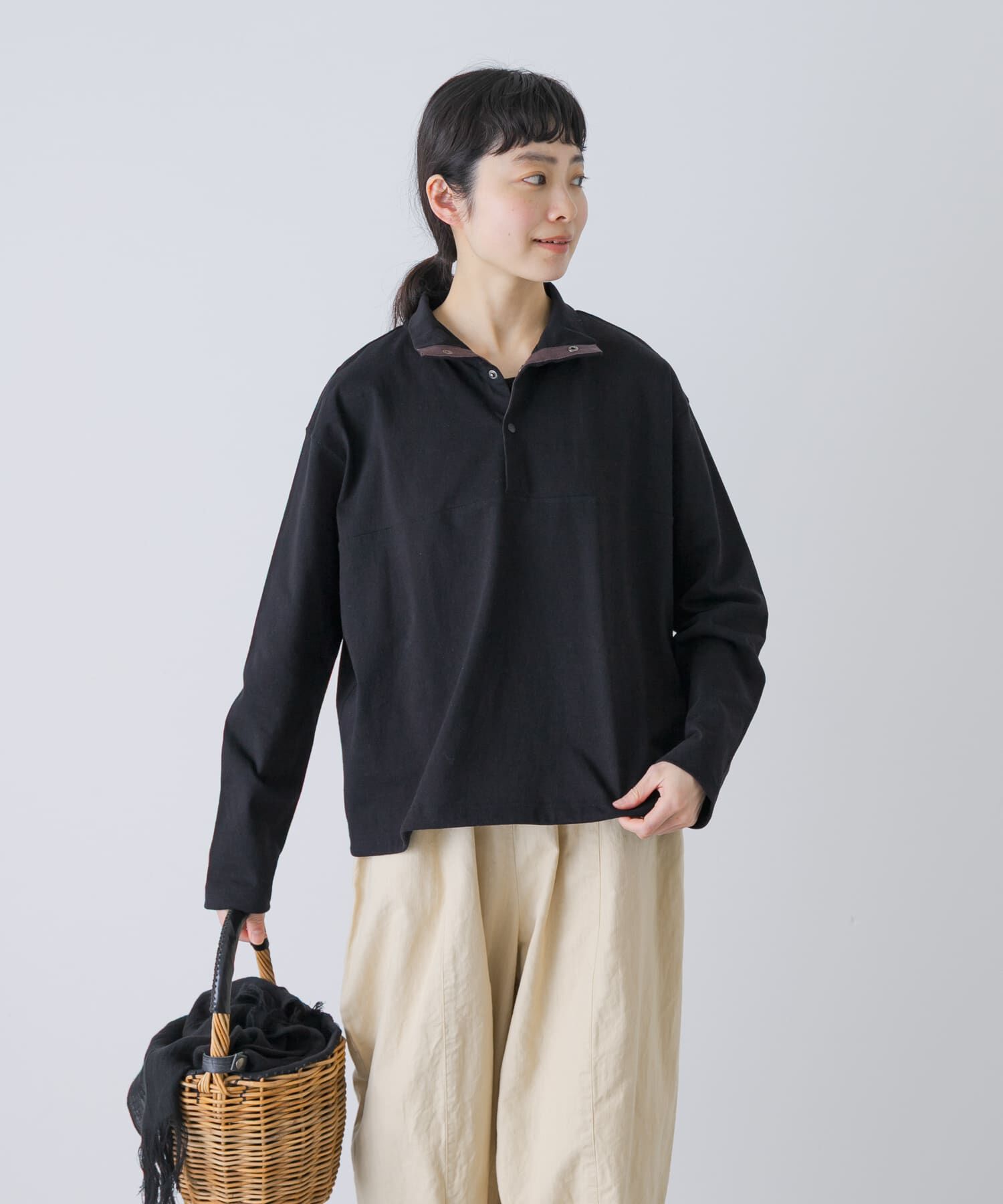 かぐれ「ハーフボタンプルオーバー」|Tシャツ・カットソー|