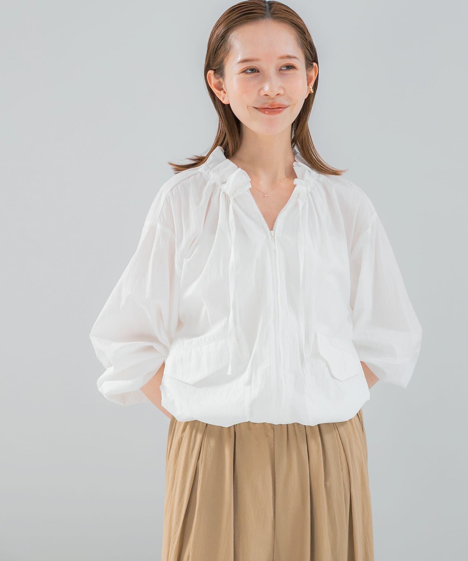 URBAN RESEARCH ROSSO「フロントジップフリルブラウス」|シャツ・ブラウス|